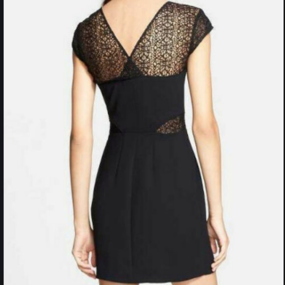 Kooples black cocktail dress with leather detail - Picture 2 of 10